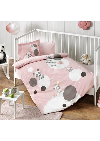 - Happy Moon Pembe Pamuklu Bebek Nevresim Takımı