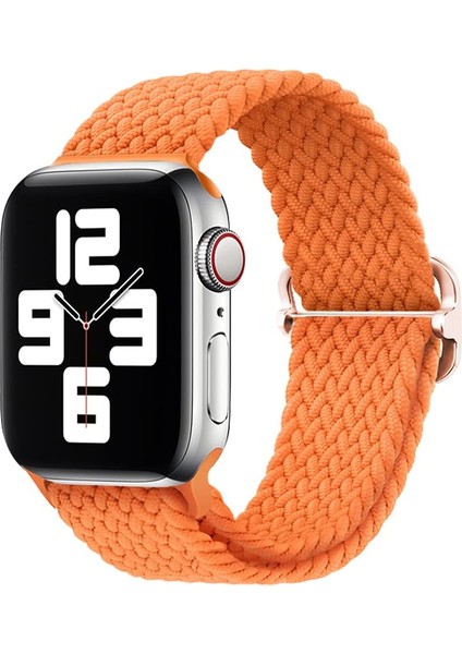 Apple Watch Uyumlu Kordon 3 4 5 6 7 Se 42MM 44MM 45MM Örgü Tokalı Kordon Turuncu