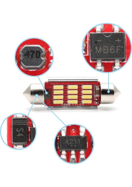 Sofit 12 LED LED Canbus C5W Uyumlu Tavan Plaka Ampül 41MM/39MM/36MM/31MM