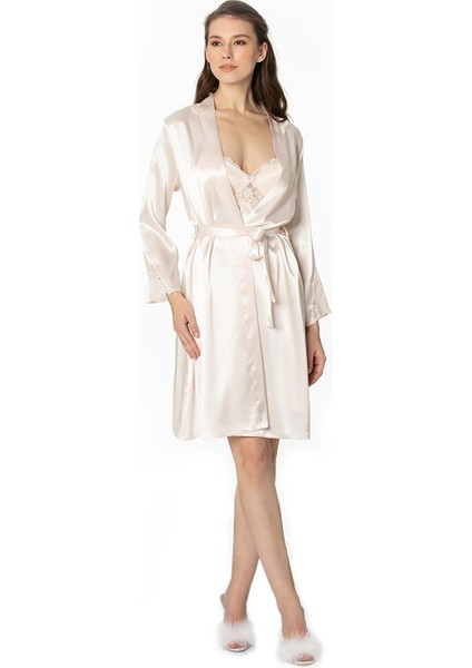 Kadın Saten Dantelli Gecelik & Sabahlık Takım - 4050 Inci fiyatları