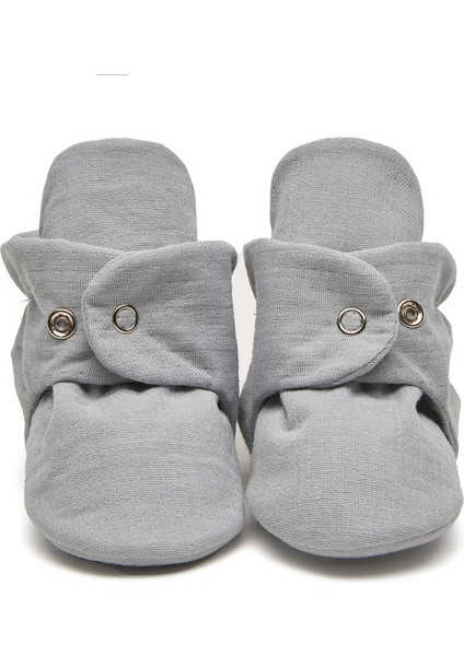 Organik Pamuk Müslin Çıtçıtlı Açık Gri Panduf