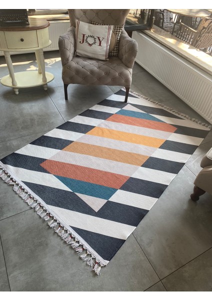 Just Yeni Nesil Yıkanabilir Püsküllü Dokuma Taban Kilim 08 120 x 180 cm.