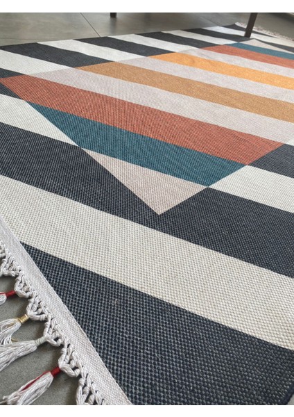 Just Yeni Nesil Yıkanabilir Püsküllü Dokuma Taban Kilim 08 120 x 180 cm.