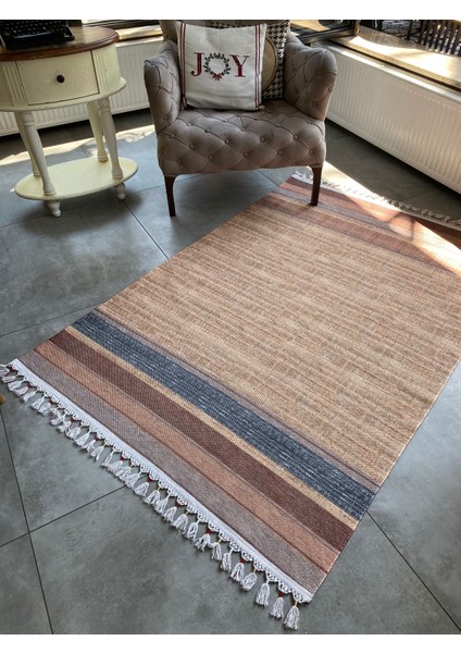 Just Yeni Nesil Yıkanabilir Püsküllü Dokuma Taban Kilim 07 80 x 150 cm.