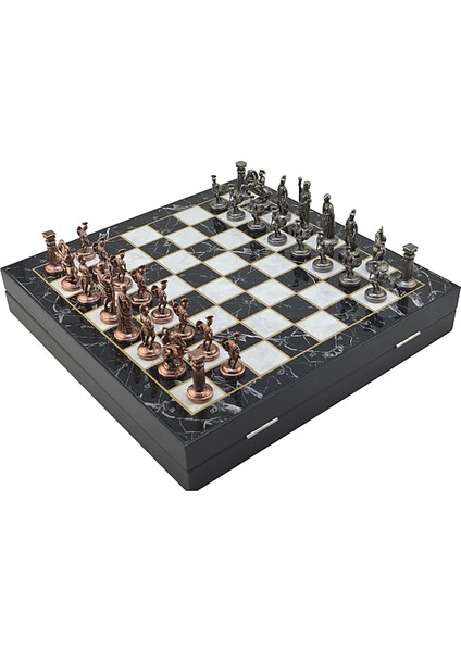 Gifthome Orta Boy Metal Roma Satranç Takımı Antik ve Mermer Desenli Sandıklı Mdf Tahtası (36X36X6 Cm.) modelleri