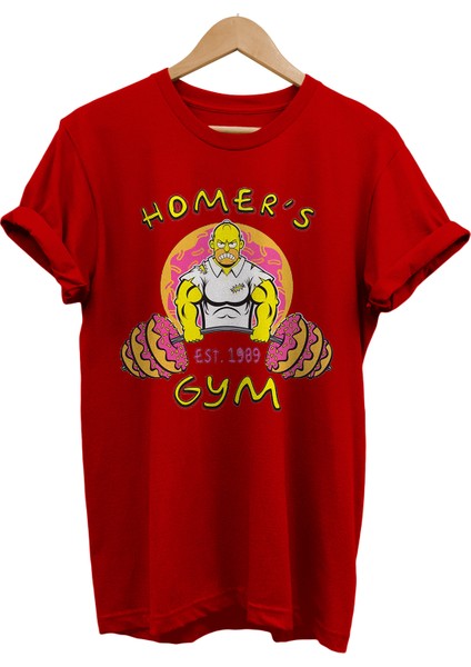 The Simpsons Homer Gym Baskılı %100 Pamuk Oversize T-Shirt Büyük Beden Tişört