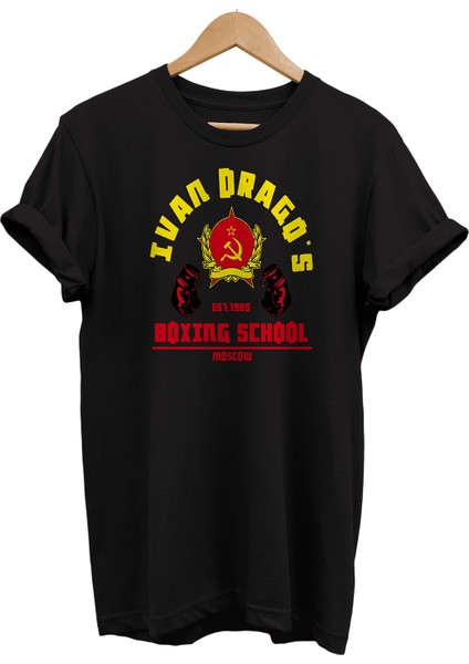 Rocky Ivan Drago Boks Okulu Baskılı %100 Pamuk Oversize T-Shirt Büyük Beden Tişört