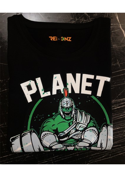 Hulk Planet Gym Çift Baskılı %100 Pamuk Oversize T-Shirt Büyük Beden Tişört