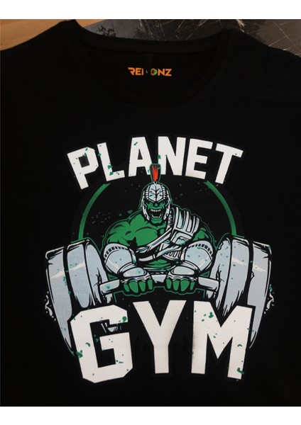 Hulk Planet Gym Çift Baskılı %100 Pamuk Oversize T-Shirt Büyük Beden Tişört