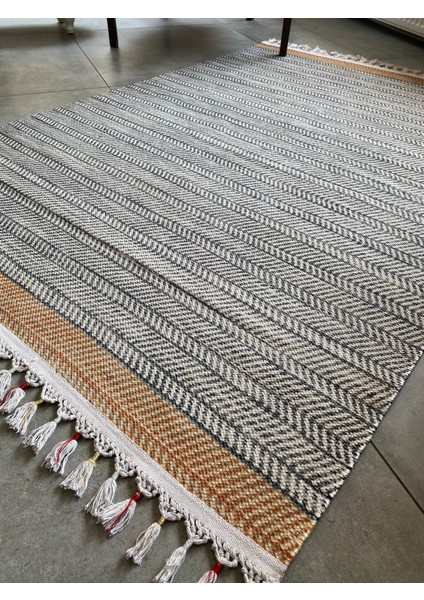 Just Yeni Nesil Yıkanabilir Püsküllü Dokuma Taban Kilim 05 80 x 150 cm.