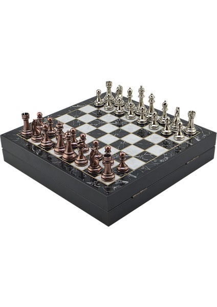 Gifthome Büyük Boy Metal Klasik Satranç Tk. Antik ve Mermer Desenli Sandıklı Mdf TAHTASI(36X36 Cm.) fiyatları
