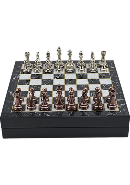 Gifthome Büyük Boy Metal Klasik Satranç Tk. Antik ve Mermer Desenli Sandıklı Mdf TAHTASI(36X36 Cm.) modelleri