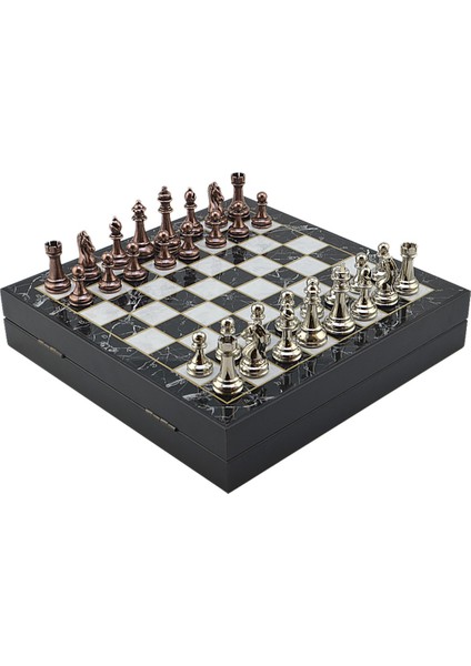 Gifthome Büyük Boy Metal Klasik Satranç Tk. Antik ve Mermer Desenli Sandıklı Mdf TAHTASI(36X36 Cm.) fırsatları