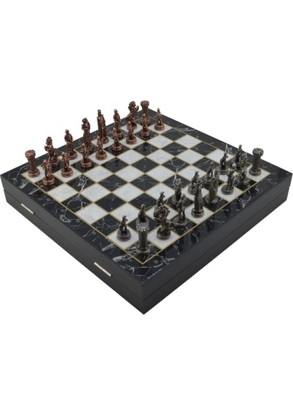 Gifthome Orta Boy Metal Ingiliz Satranç Takımı Antik ve Mermer Desenli Sandıklı Mdf Tahtası (36X36X6 Cm.) fiyatları