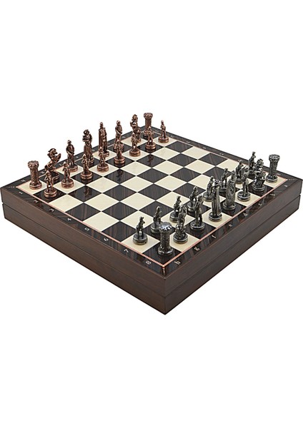 Gifthome Orta Boy Metal Ingiliz Satranç Takımı Antik ve Ceviz Desenli Sandıklı Mdf Tahtası (36X36X6 Cm.) fiyatları