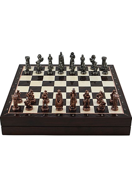 Gifthome Orta Boy Metal Ingiliz Satranç Takımı Antik ve Ceviz Desenli Sandıklı Mdf Tahtası (36X36X6 Cm.) fırsatları