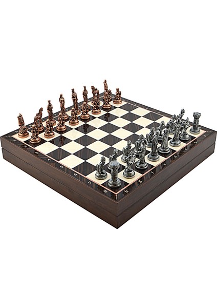 Gifthome Orta Boy Metal Truva-Sparta Satranç Takımı Antik ve Ceviz Desenli Sandıklı Mdf Tahtası (36X36X6 Cm.) fiyatları