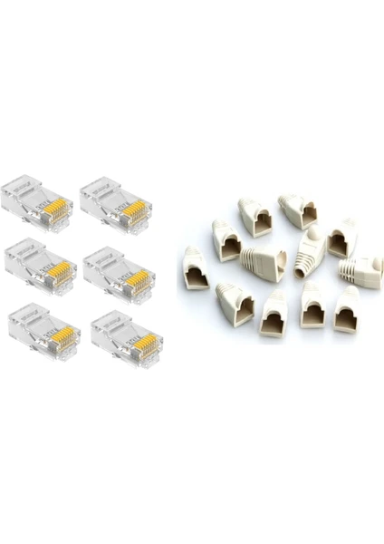 SpeedUF 50 Adet Yeni Nesil Delikli CAT5CAT6 Jak + 50 Adet Cover Kılıf