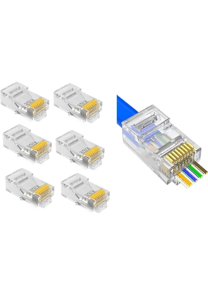 SpeedUF 100 Adet Yeni Nesil Delikli Cat5 Cat6 Jak