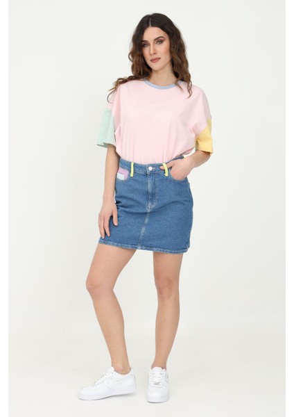 Renkli Detaylı Denim Kot Kadın Etek Onlrose - 15259846