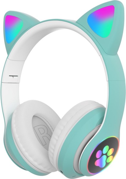 Kart Girişli Kedi Bluetooth Kulaklık Yüksek Ses Akıllı LED Kulaklık + 12 Saat Fazla Şarj