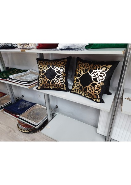 2 Adet 40X40CM Siyah/gold Kadife Kırlent Kılıfı fiyatları