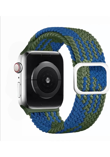 Apple Watch Uyumlu Kordon 3 4 5 6 7 Se 38MM 40MM 41MM Örgü Tokalı Kordon Yesil Mavi