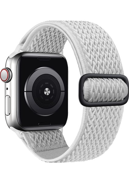 Apple Watch Uyumlu Kordon 3 4 5 6 7 Se 38MM 40MM 41MM Örgü Tokalı Kordon Beyaz