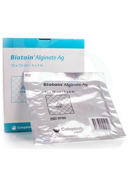 Coloplast Biatain 3760 Alginate Ag 10X10 Gümüşlü Yara Örtüsü 5'li