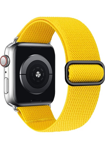 Apple Watch Uyumlu Kordon 3 4 5 6 7 Se 38MM 40MM 41MM Örgü Tokalı Kordon Sarı