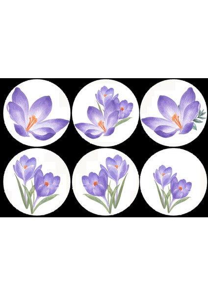 Çiçekli Yuvarlak Sticker (4x4 Cm)