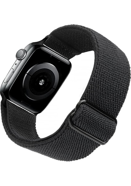 Apple Watch Uyumlu Kordon 3 4 5 6 7 Se 38MM 40MM 41MM Örgü Tokalı Kordon Siyah