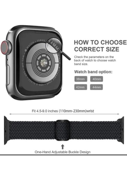 Apple Watch Uyumlu Kordon 3 4 5 6 7 Se 38MM 40MM 41MM Örgü Tokalı Kordon Siyah modelleri