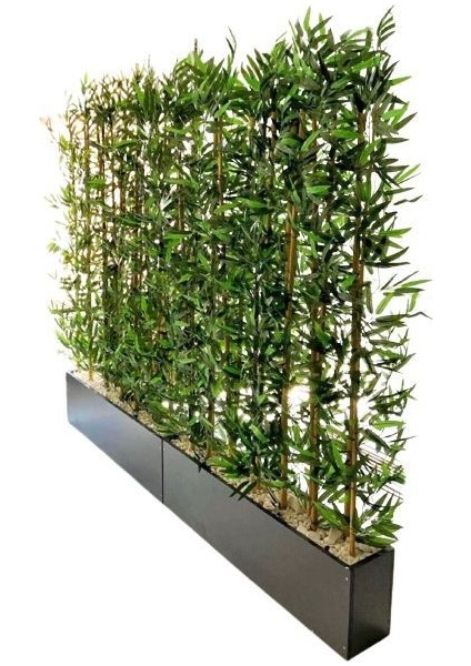 Yapay Bambu Ağacı 2 Metre Boyundadır . 2 Adet Ahşap Antrasit Gri Saksıda Bamboo