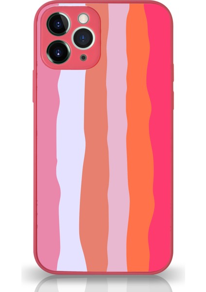 Apple iPhone 11 Pro Kapak Kamera Korumalı Cam Kılıf - Fuşya