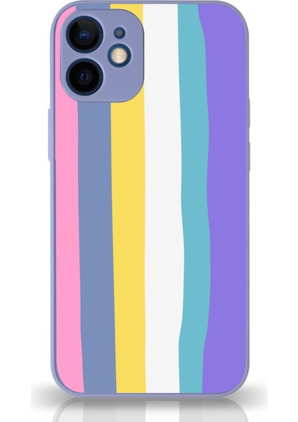 Apple iPhone 12 Kapak Kamera Korumalı Cam Kılıf - Lila