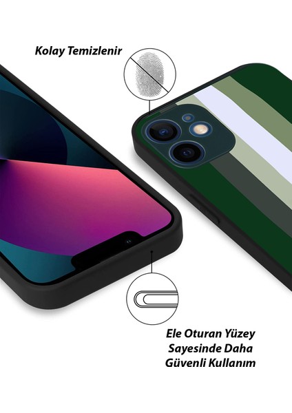 Apple iPhone 12 Mini Kapak Kamera Korumalı Cam Kılıf - Siyah Mavi fiyatları