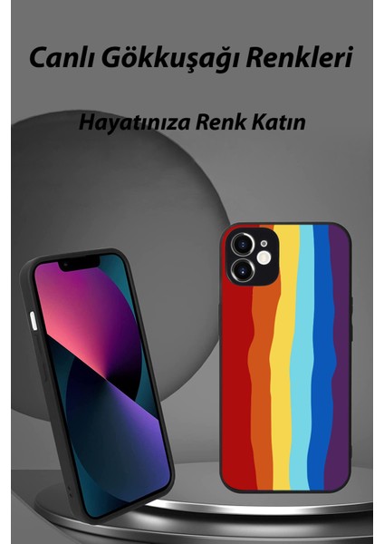 Apple iPhone 12 Mini Kapak Kamera Korumalı Cam Kılıf - Siyah Mavi modelleri