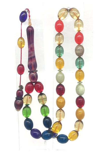 Sistemli Karışık Renk Ateş Kehribar Tesbih