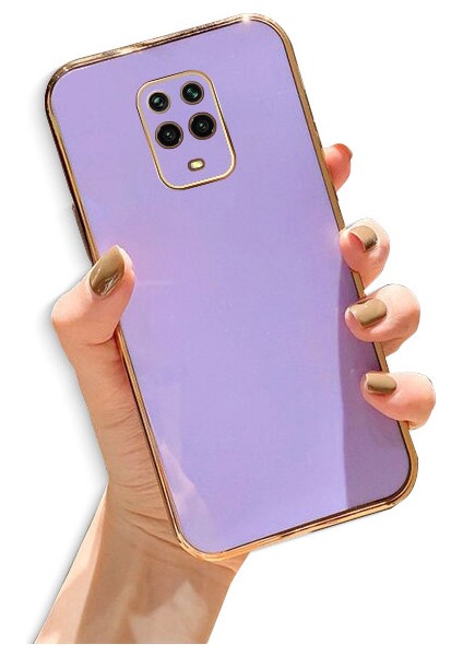 Xiaomi Redmi Note 9s Kılıf Golden Silikon Kılıf Lila