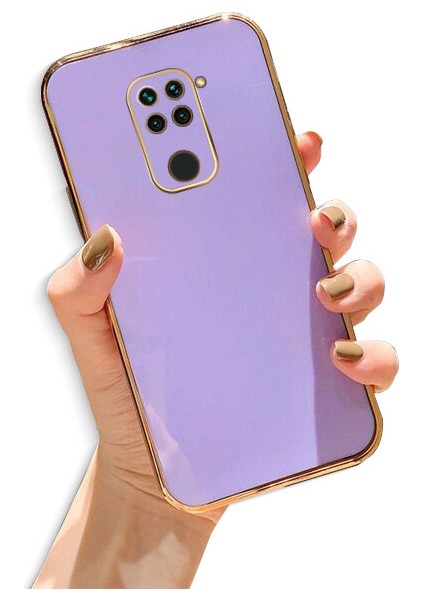 Xiaomi Redmi Note 9 Kılıf Golden Silikon Kılıf Lila modelleri