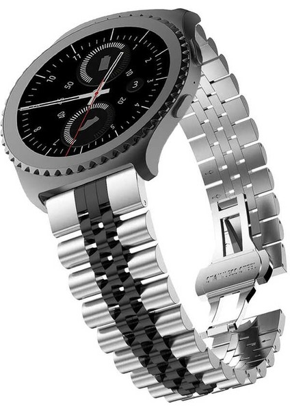 Huawei Watch GT 3 Lüx Metal Kordon KRD-36 Gümüş - Siyah fiyatları