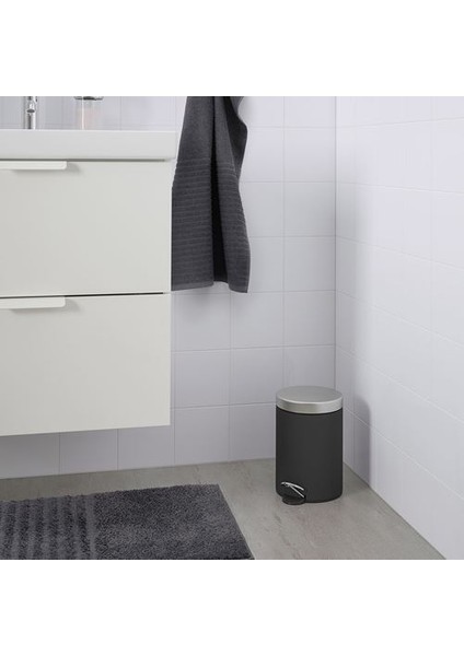 Çöp Kutusu  Koyu Gri , Meridyendukkan  24 cm Banyo Çöp Kutusu