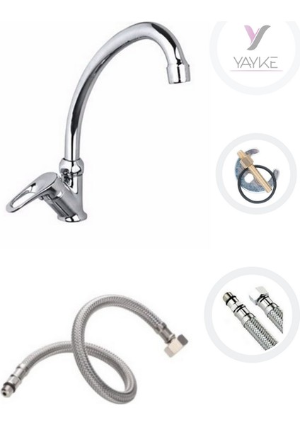 Mermerden Tekli Aç Kapa Mix Evye Lavabo Bataryası