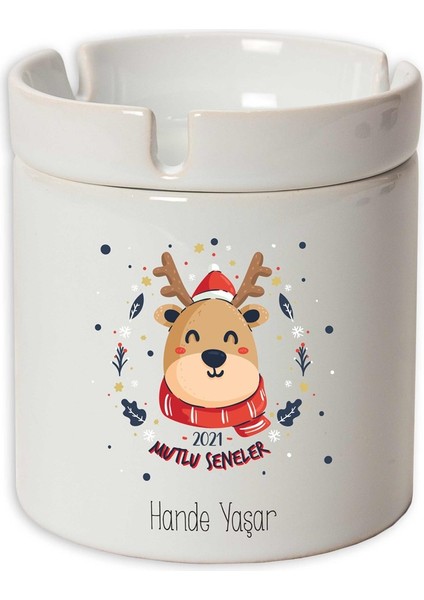 Isme Özel Seramik Küllük-Geyik Temalı