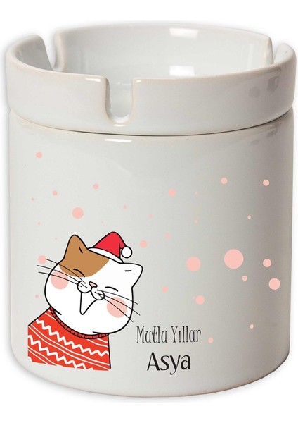 Isme Özel Seramik Küllük-Kedi Temalı