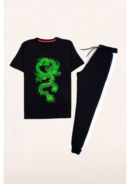 Unisex Green Dragon Baskılı Eşofman Takımı