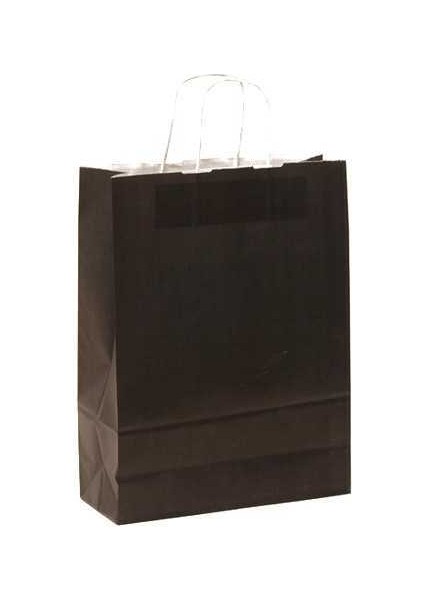 Büküm Saplı Siyah Kağıt Çanta 25X12X31 (25'li)