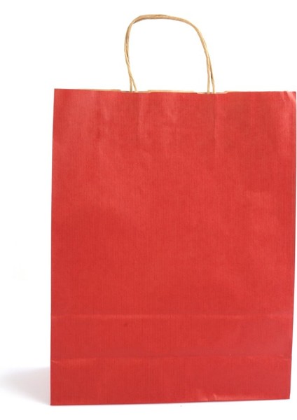 Büküm Saplı Kraft Kağıt Çanta Kırmızı 25X12X31(25'LI) fiyatları