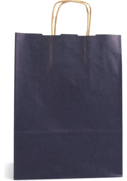 Büküm Saplı Kraft Kağıt Çanta Lacivert 20X10X22(25'LI)